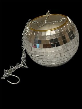 Silver Mosaic Hanging Candle Holder or Hanging Plant Hanger - Disco Ball